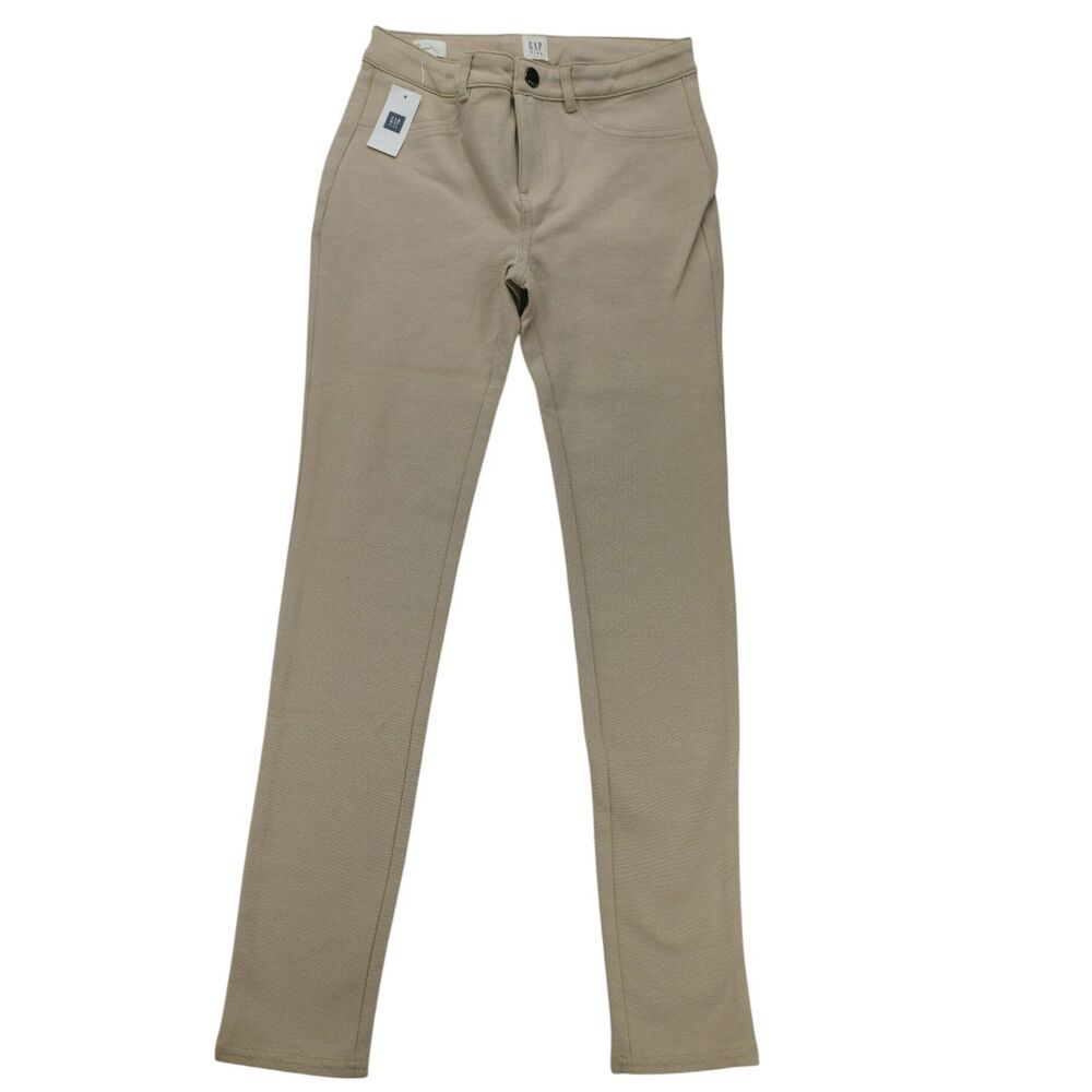 x2 NWT Girls Gap Kids Ponte Pants Size 12 Regular Wicker Beige Stretch